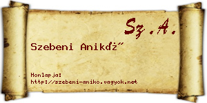 Szebeni Anikó névjegykártya