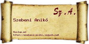Szebeni Anikó névjegykártya